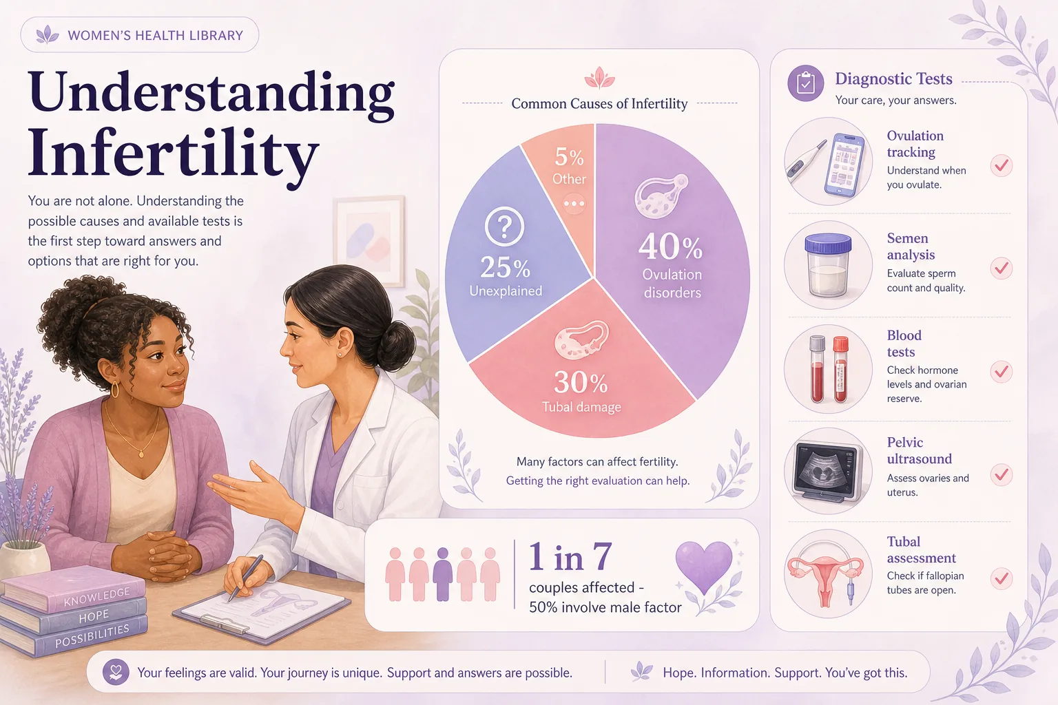Female fertility — causes of difficulty conceiving, tests and treatment options