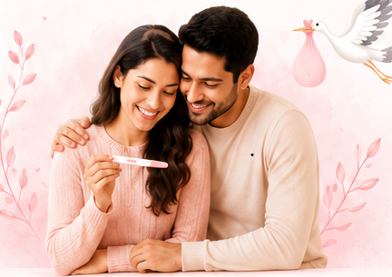 Parent comparing baby and pregnancy products at home