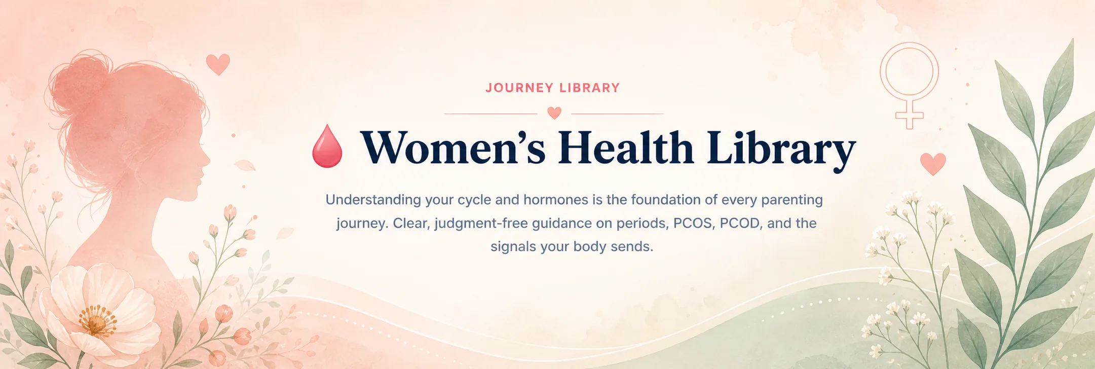 Women's Health Library โ clear, judgment-free guidance on your cycle, hormones, periods, PCOS and PCOD.