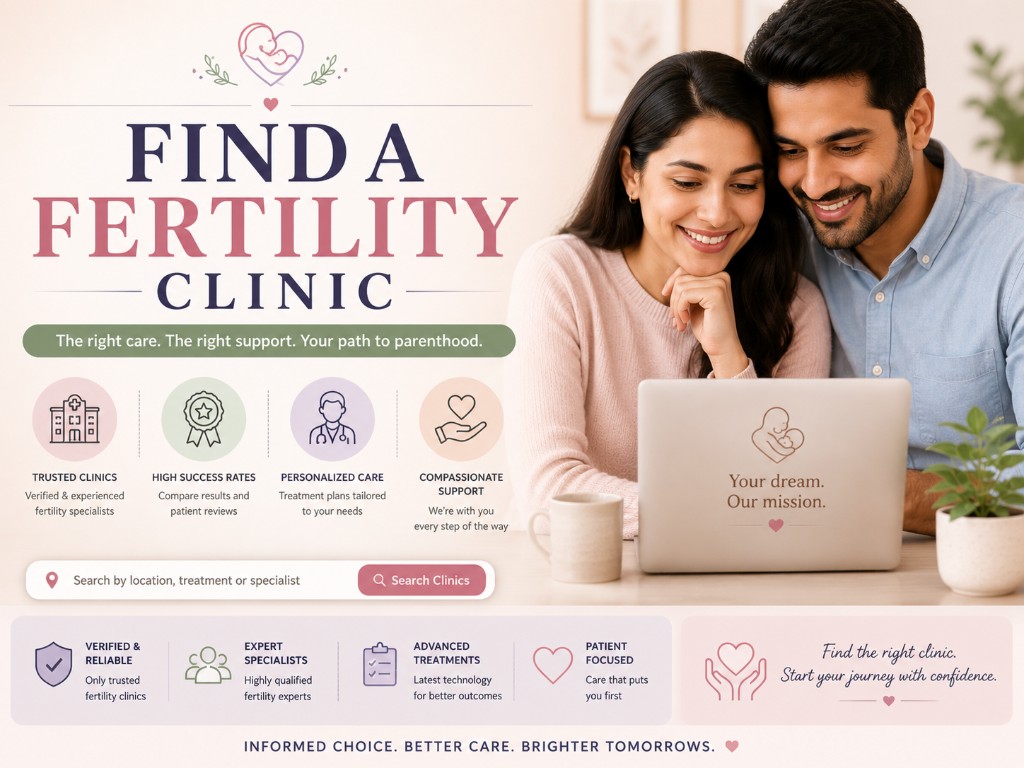 A couple searching for a trusted fertility clinic on a laptop
