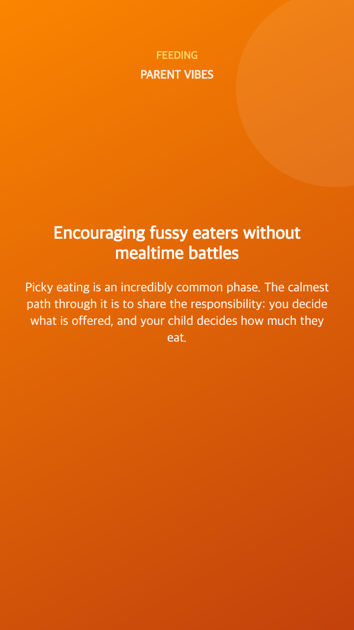 Encouraging fussy eaters without mealtime battles