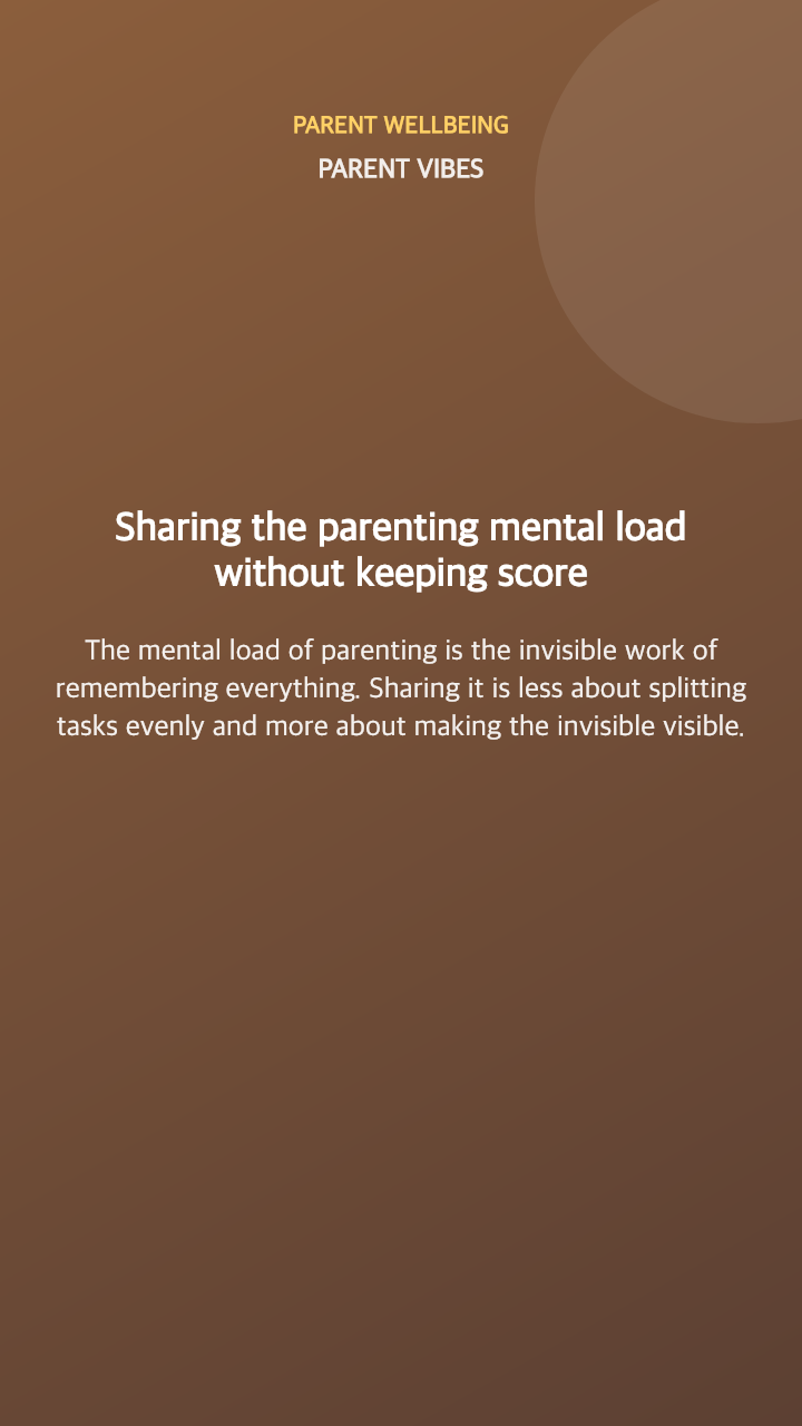 Sharing the parenting mental load without keeping score